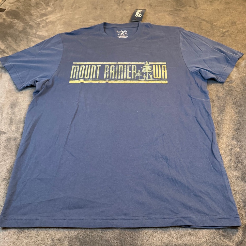 Gear For Sports Mount Rainier WA Graphic T-Shirt Blue Cotton Mens Large NWT‎